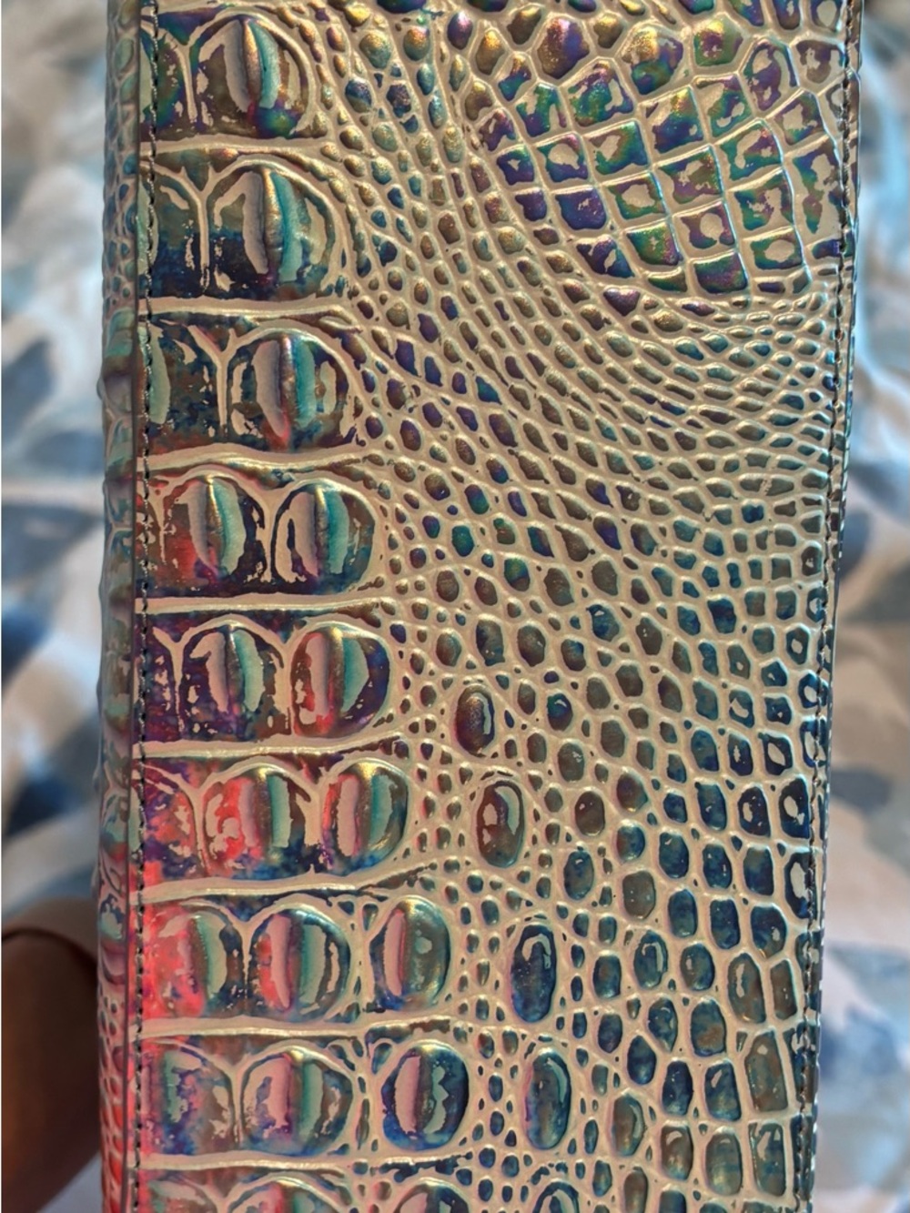 Brahmin Small Elaine Iridescent Croc-Embossed Satchel - Silver Holographic - Picture 5 of 5